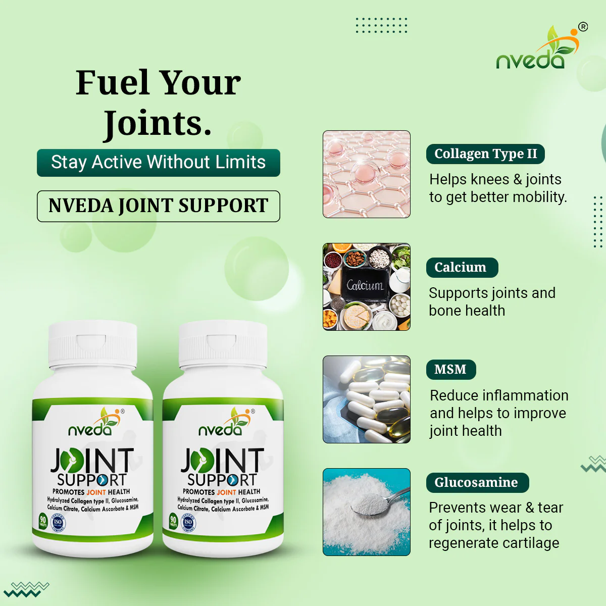 Nveda  Joint Support 90 for Knee & Joint - Pack of 2 - Image 5
