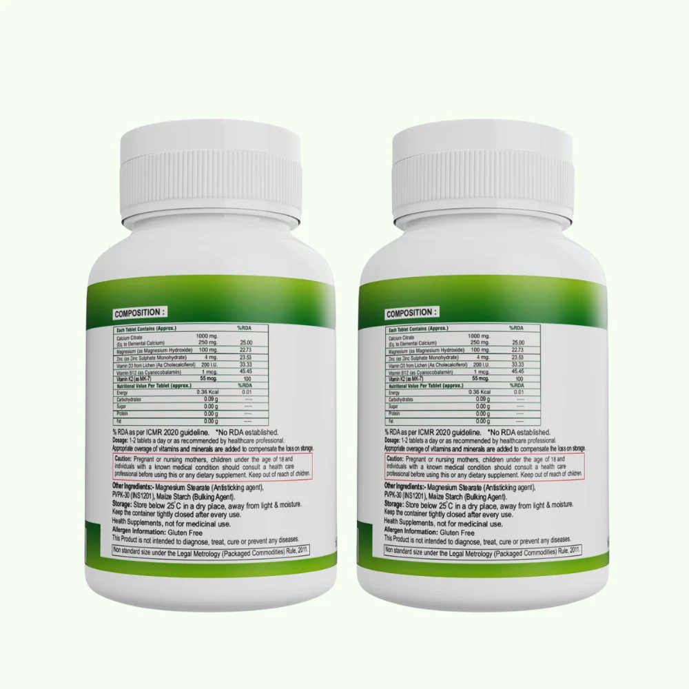 Nveda Calcium, Magnesium, Zinc, Vit D3, K2 and B12 - Pack of 2 - 120 Tablets - Image 6
