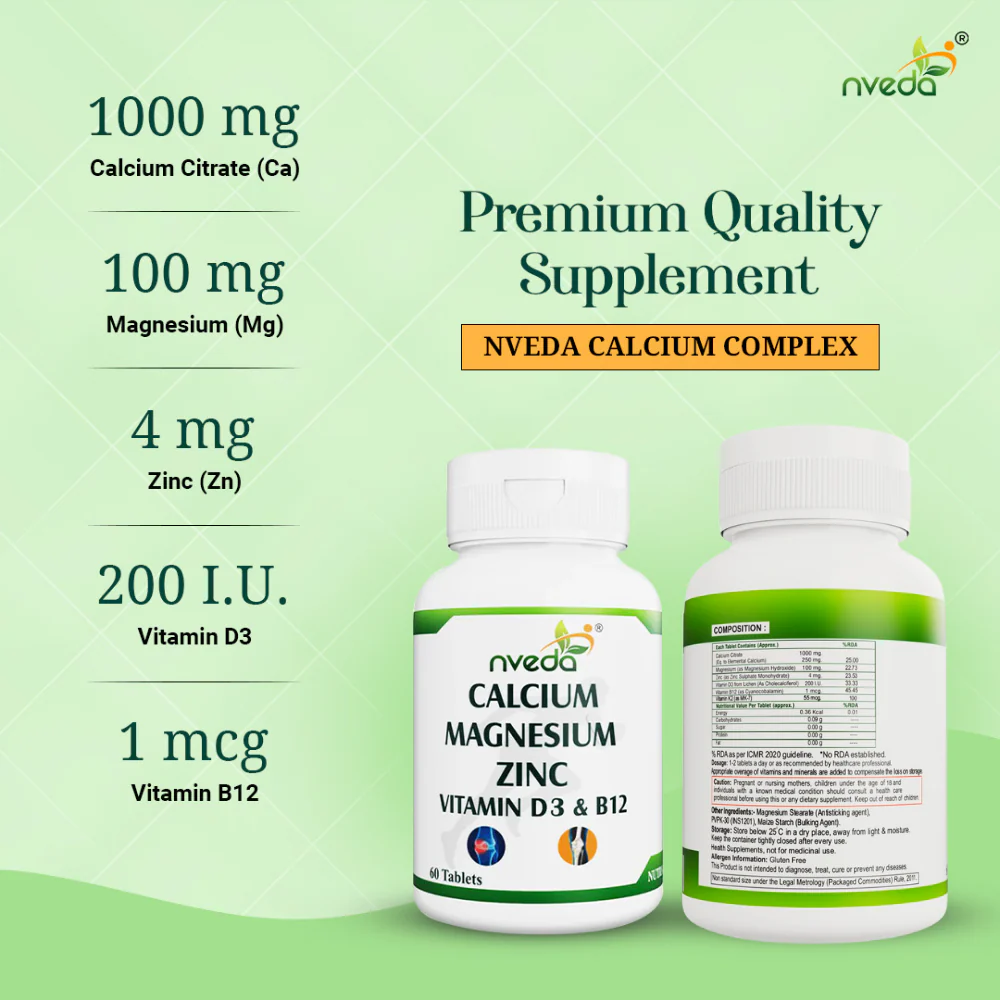 Nveda Combo Pack of Joint Support - 60 tablets & Nveda Calcium, Magnesium, Zinc, Vit D3, K2 and B12 Tablets - 60 Tablets - Image 6