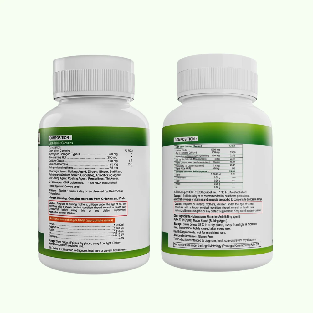 Nveda Combo Pack of Joint Support - 60 tablets & Nveda Calcium, Magnesium, Zinc, Vit D3, K2 and B12 Tablets - 60 Tablets - Image 7