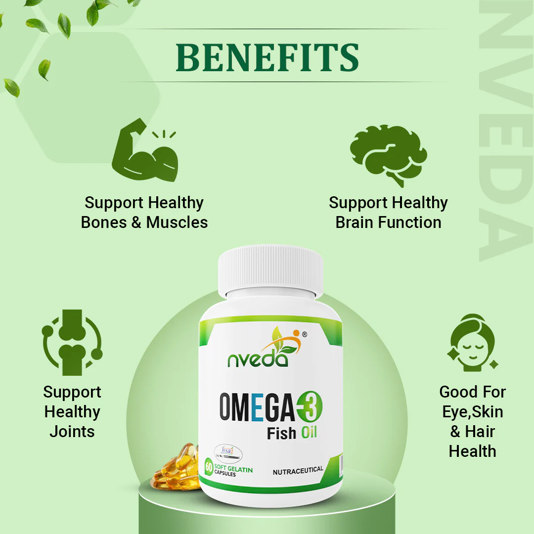 Nveda Combo Pack of Omega 3 Fish - 60 Soft Gels & Calcium Complex - 60 Tablets - Image 3