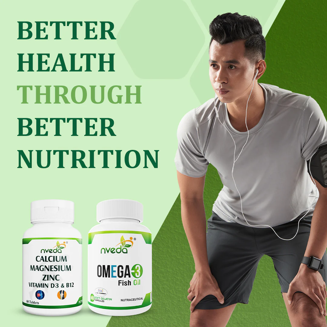 Nveda Combo Pack of Omega 3 Fish - 60 Soft Gels & Calcium Complex - 60 Tablets - Image 5