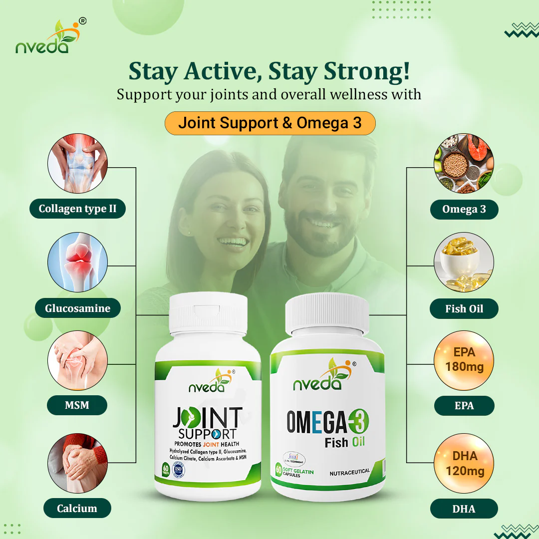Nveda Combo Pack of Omega 3 Fish Oil - 60 Soft Gels & Joint Support for Keeping Joints Healthy for Men & Women - 60 Tablets - Image 6